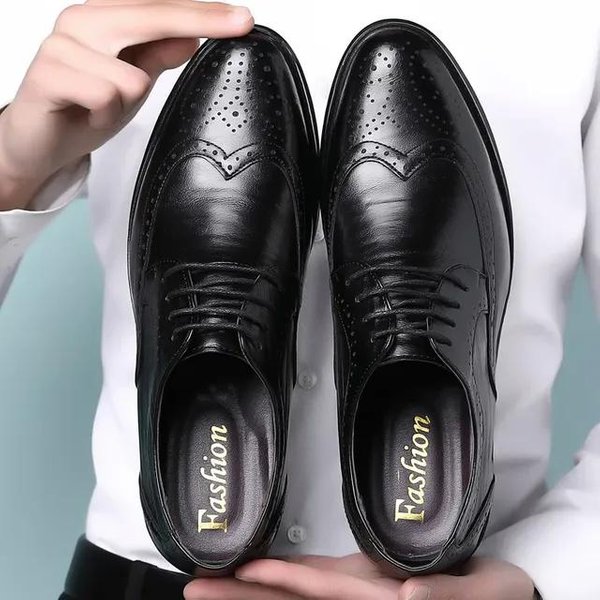 Zapatos Oxford De Piel De Becerro AutéNtica, Zapatos De Vestir Brogue, Zapatos Formales De Negocios CláSicos Para Hombre 43 Negro-image