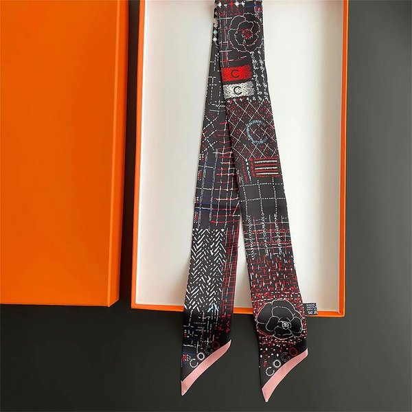 PañUelo De Seda Fino De Moda Para Mujer, Cintas Para El Pelo, Diademas, PañUelos, Bolsos, MuñEqueras, PañUelos, Corbatas Para El Cuello Black-image