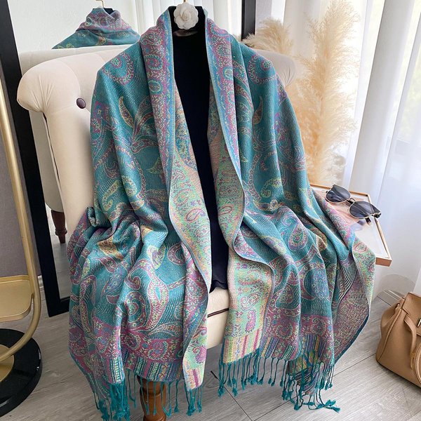 Bufanda De Invierno De Cachemira De Lujo Para Mujer CáLida Pashmina Foulard Chal Envoltorio Grueso Suave Bufanda Poncho Chal Femenino-image