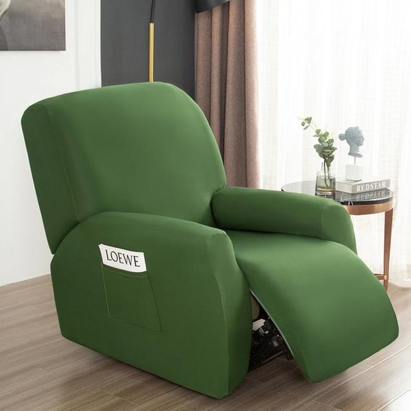 Funda De Sofá Reclinable Impermeable Para Sala De Estar, Funda Protectora EláStica Para SillóN Reclinable, 4 Piezas Verde Del EjéRcito-image