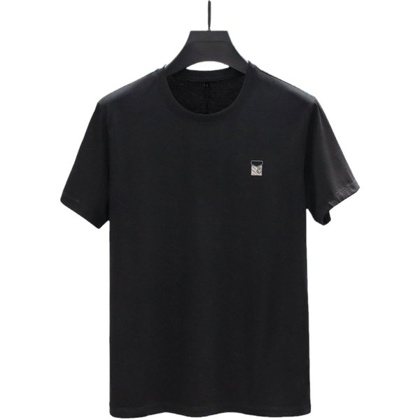 Primavera Verano Ropa De Hombre Seda Camiseta Casual De Manga Corta Y Cuello Redondo Para Hombre 4XL Black-image