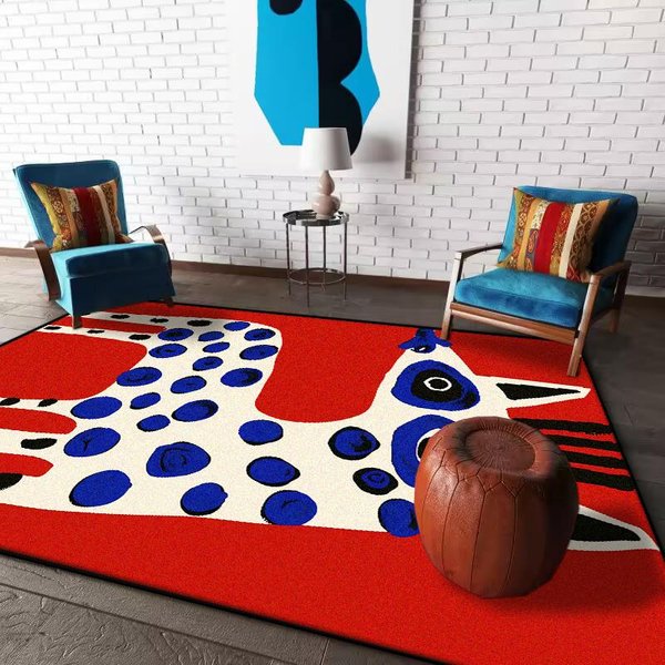 Alfombras Modernas Abstractas De Animales Para Dormitorio Alfombras Rojas Para Sala De Estar Cuidado FáCil Antideslizante Alfombra Para Vestidor Alfombra Grande Para SalóN 80*160Cm-image