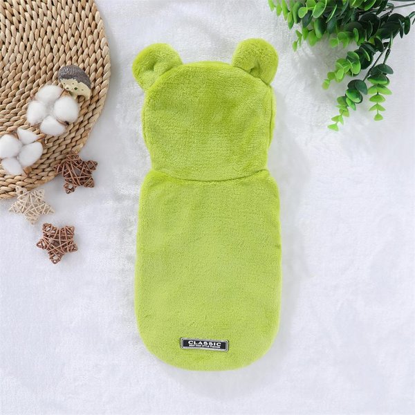 OtoñO E Invierno Nuevo Ropa Para Gato Perro Orejas De Oso Mascota Dos Patas Color SóLido Con Capucha Forro Polar CáLido Bulldog FrancéS Forro Polar XXL-image