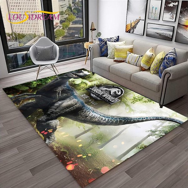 Dinozaur Park Jurajski Dywan Dla Dzieci Dywan Do Domu Salon Sypialnia Sofa Wycieraczka Dekoracja, Dywan Do Placu Zabaw AntypośLizgowa Mata PodłOgowa 40X60Cm Gray-image