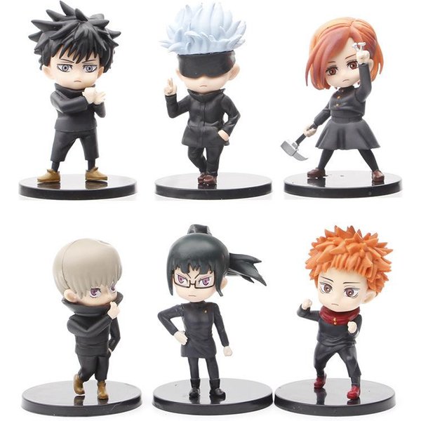 6 Szt./Zestaw Figurki Anime Jujutsu Kaisen Gojo Satoru Yuji Itadori Lalka Zabawka Figurka Akcji Yuji Itadori Fushiguro Model Zabawki-image