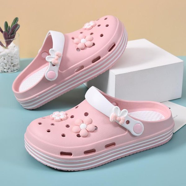 Modne SandałY Wodoodporne Kapcie Damskie Buty Letnie Klapki Na ZewnąTrz MięKka Podeszwa Buty Ogrodowe Kryte Chodaki SandałY 39-40 RóżOwy-image