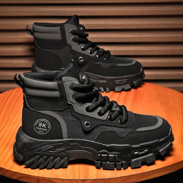 Buty Martin MęSkie Wiosenne OddychająCe Wysokie Brytyjski Styl Retro Buty Robocze Outdoor Alpinizm Pustynne Bojowe ŻółTe Buty 44 Gray-image