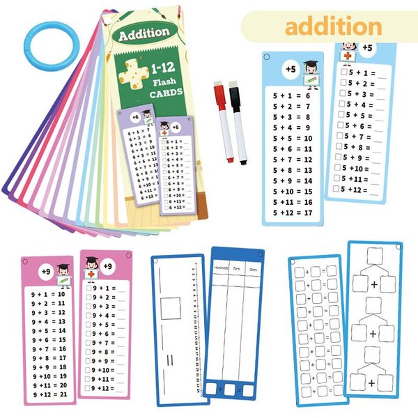 Tarjetas De Entrenamiento De MatemáTicas 15 Piezas Con BolíGrafo Suma Resta MultiplicacióN DivisióN Escuela Aprendizaje MatemáTicas Herramientas De EnseñAnza TMZ-image