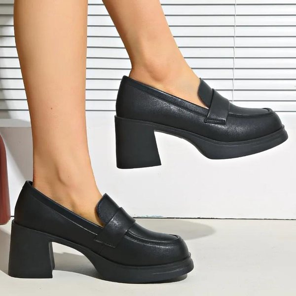 Damskie Buty Sznurowane Mankiet Damskie Wysokie Obcasy Moda OkrąGłY Nosek Biuro I Kariera Nowy Bestseller Jednolite Obcasy Kobiety 37 Czarny-image