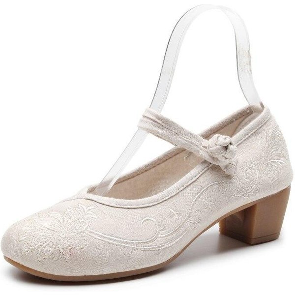 Zapatos Retro De Mujer, Zapatos Bordados De TacóN Alto De Estilo Chino, Zapatos De TacóN Elegantes Para Mujer, Zapatos Mary Jane, Zapatos De Mujer 39-image