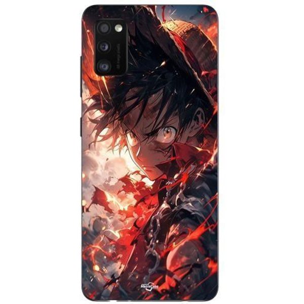 Funda - Maniacase - Samsung Galaxy A41 - One Piece Luffy Enfadado - Flexible - Negro-image