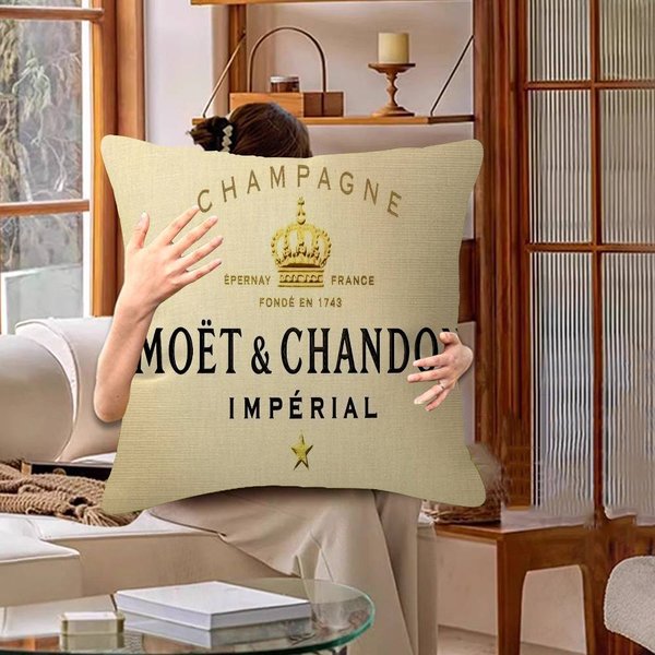 Marca M-Moet C-Chandon Lujo Funda De Almohada Dibujos Animados Regalo Funda De CojíN Dormitorio Hogar Sofá Silla Asiento DecoracióN Funda De Almohada 50X50Cm-image