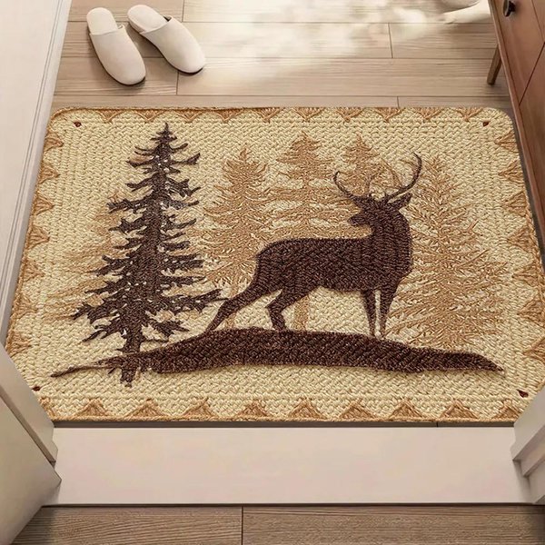 Vintage Dywanik Z Wzorem ZwierząT NiedźWiedzia MięKki AntypośLizgowy Mata PodłOgowa Do Salonu Sypialni Dekoracja Domu Mata Powitalna 30X50Cm-image