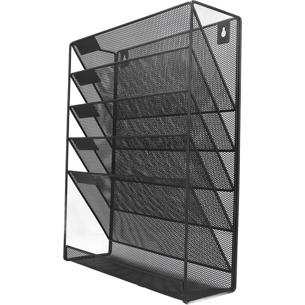 Organizador De Archivos De Pared 5 Bolsillos Metal Duradero Ahorra Espacio Montaje En Pared Portadocumentos De Pared Para Archivo Documento Cuaderno-image