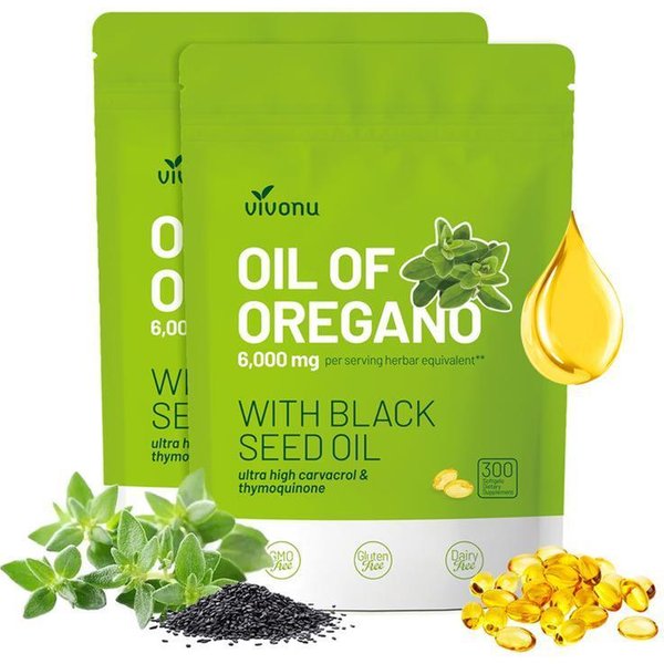Olej Oregano 300 KapsułEk Z Olejem Z Czarnuszki | Naturalne Antyoksydanty Dla Fitness | Wsparcie ŻYwieniowe | Wysoce Skuteczny Botaniczny Suplement Diety 2 Pack-image