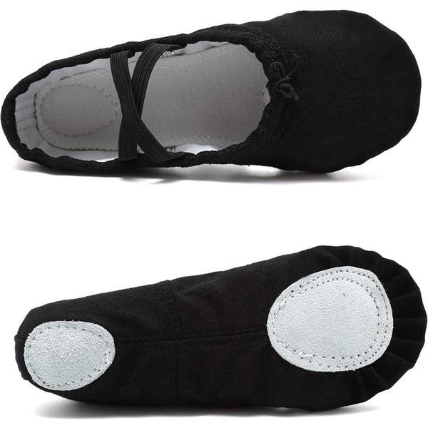 Zapatillas De Ballet Para NiñOs Zapatos De Ballet Para NiñAs Zapatos De Baile De Lona Baile Gimnasia Zapatos Planos De Yoga 34 Negro-image