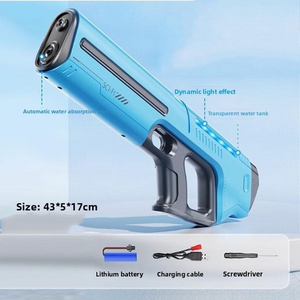 DziecięCy W PełNi Automatyczny Pistolet Na Wodę Z Magazynkiem DużA Pojemność Elektryczny Pistolet Zabawka Absorbuje Wodę Letnia Zabawka Wodna Na ZewnąTrz Prezent Niebieski-image