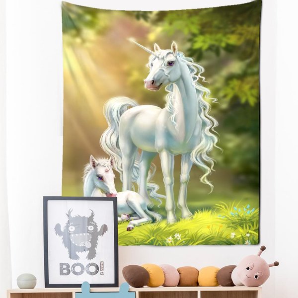 Tapiz De Unicornio Starlight Para Colgar En La Pared, Tapiz Hippie De Dibujos Animados Kawaii, DecoracióN Del Hogar Para HabitacióN De NiñOs Y NiñAs 95X70Cm Beige-image