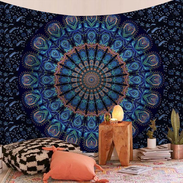 Indyjski Mandala Dekoracja ŚCienna Gobelin Boho Tkanina ŚCienna Dekoracje Gobelinowe Psychedeliczny Hippie Bohemia Dywanik ŚCienny Dekoracja Sypialni 230X150Cm-image