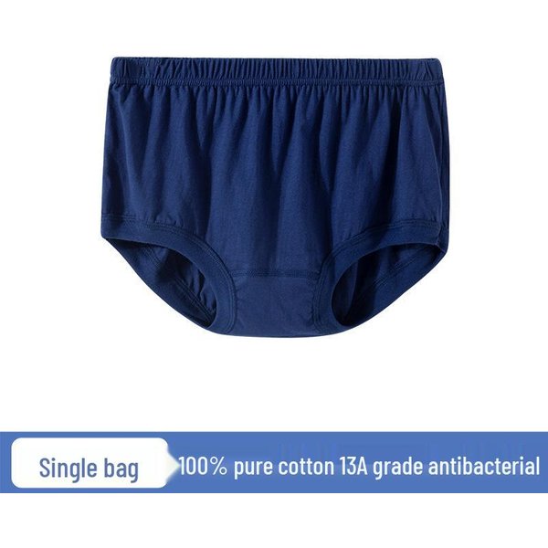 MęSkie Majtki Z Czystej BawełNy, Antybakteryjne, Dla MężCzyzn W śRednim I Starszym Wieku - LuźNy KróJ, Plus Size XL 100-120 Lbs Blue-image