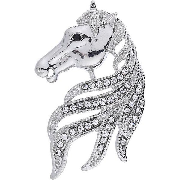 Broche Retro De Cristal De Alta Calidad Con Animal Caballo Para Traje De Hombre, Camisa, Corsage, Pin De Solapa, Insignia, Broches De Ropa Para Mujer, Accesorios White-image