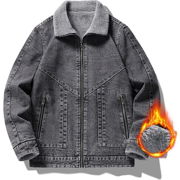 Chaqueta Vaquera Para Hombre OtoñO E Invierno Nueva Sencilla Talla Grande Estilo Coreano Lavada Retro Motocicleta Top Chaqueta De AlgodóN Para Hombre Trendy 5XL Black-image