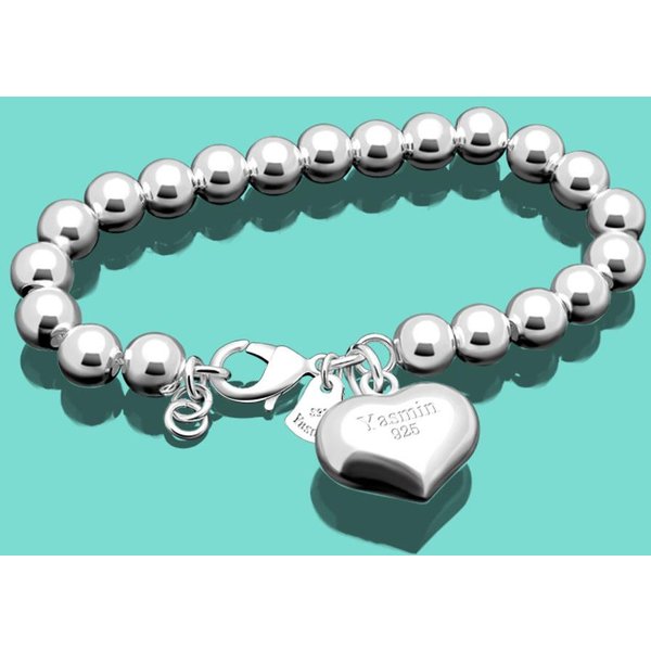 Pulsera De Plata De Ley 925 Para Mujer, Pulsera éTnica Con Colgante De Bola Y Cuentas, JoyeríA De Plata Con Dije Para Mujer, Cadena De 20 Cm, Plata Maciza 6Mm19Cmsolid Gray-image