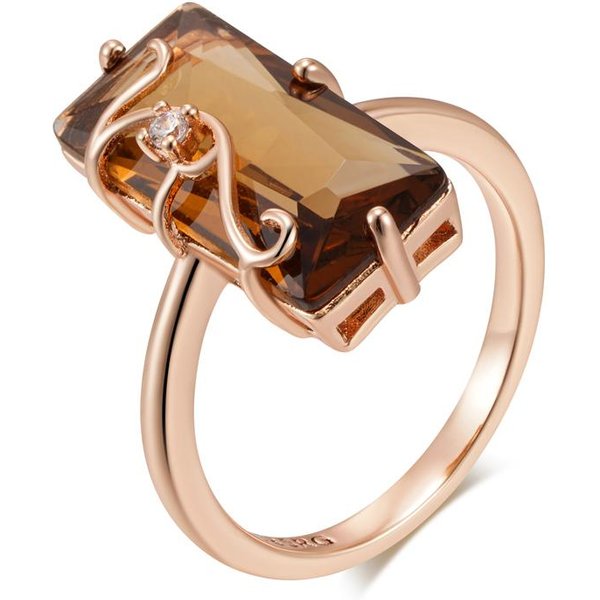 Anillo Vintage Cuadrado Simple Color Oro Rosa Para Mujer MarróN Claro Circonita Natural Accesorios JoyeríA Fina Diaria 8 Beige-image