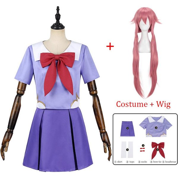 Gasai Yuno Cosplay Kostium Cosplay PrzyszłY Dziennik Peruka Anime Mirai Nikki StróJ Marynarski Lolita DziewczęCy Mundurek Sukienka Dla Kobiet S-image