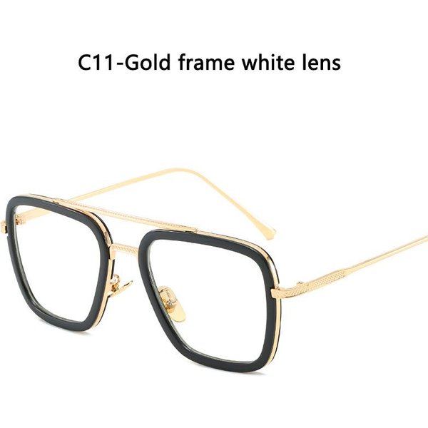 Gafas De Sol Cuadradas Edith Vintage Montura De Metal Plateado Tony Stark Lente Azul Gafas Steampunk Para Hombres Mujeres Show AS Picture-image