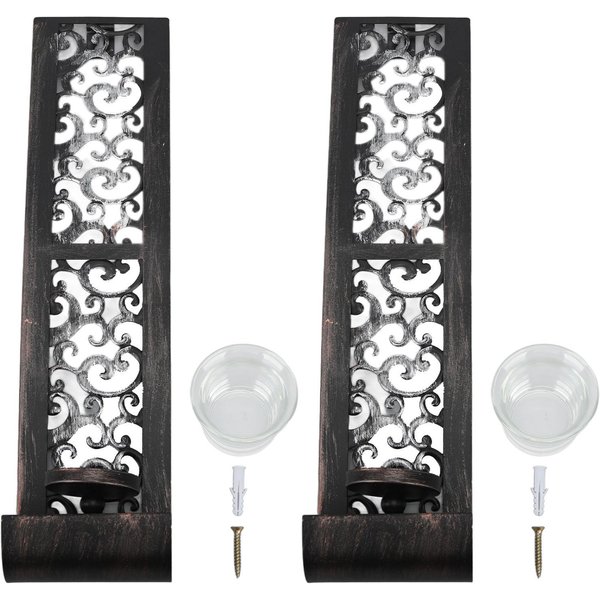 2 Portavelas De Pared Exquisito Arte De Hierro Candelabro De Pared Duradero Antiguo Apliques De Vela Pared-image