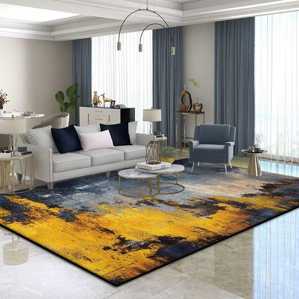 Alfombra De DecoracióN Moderna Abstracta Para Sala De Estar ÁRea Grande Suave Alfombra De SalóN Alfombras NóRdicas Para Dormitorio Lavable Antideslizante Felpudo 60*90Cm Black-image