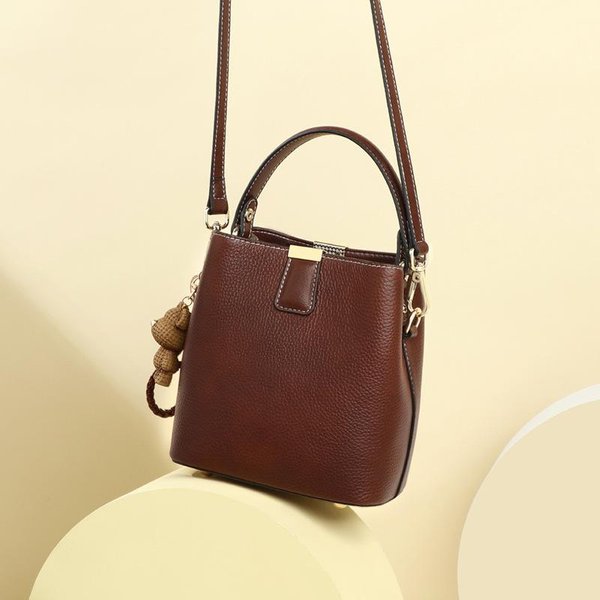 Bolso Nuevo Bolso Balde Bolso Tote VersáTil Bolso De Mujer Cuero Genuino Alta Gama Bolso Bandolera De Hombro ÚNico-image