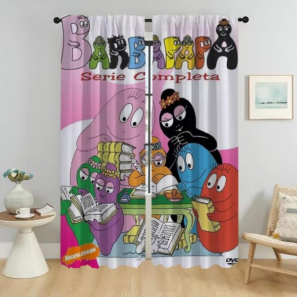 ZasłOny Do WnęTrza Domu Dla Aparatu Les Barbapapas ZasłOna ZaciemniająCa Do Pokoju 2 Panele Przegroda Rolety Dekoracja Na Halloween Salon W50Xh70Cmx2Pcs-Cl-image