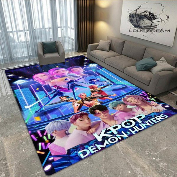 Dywan Z Nadrukiem 3D Kpop Demon Hunters Dywan AntypośLizgowy Dywany ZewnęTrzne Dywanik Do Salonu Dekoracja Sypialni Dywan Do Sypialni Prezent Urodzinowy 60X90Cm-image