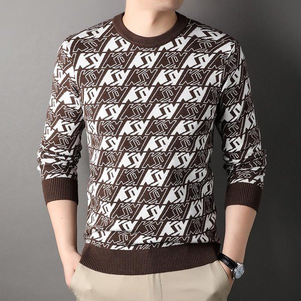 SuéTer Holgado De Cuello Redondo Para Hombre, Jersey De OtoñO E Invierno, Jersey De Estilo Coreano, Camisa De Punto Informal Para Hombre 4XL White-image
