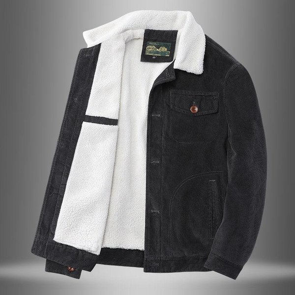Chaqueta De Pana Para Hombre OtoñO E Invierno Nueva Chaqueta VersáTil De Terciopelo Acolchada De AlgodóN Para Hombre Business Casual Guapo 4XL Black-image
