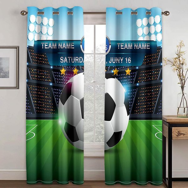 Graffiti PiłKa NożNa Sporty Darmowa WysyłKa ZasłOny Okienne Do Salonu Pokoju DziecięCego ŁAzienki Kuchni Drzwi Dekoracja Domu 2 Szt. W65X60H(Cm)X2Pcs&Hook-image