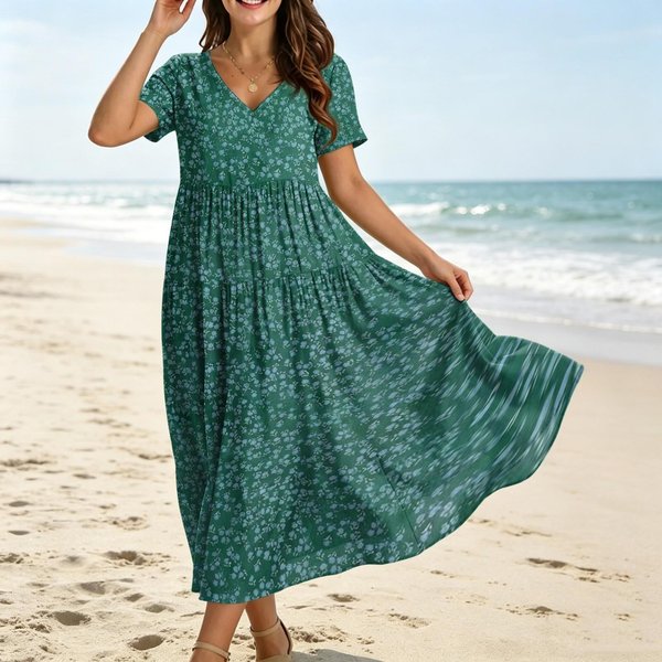 Sukienka Maxi Boho Damska Sukienka Maxi Sukienka Maxi Z RęKawami Sukienki Maxi Dla Kobiet Letnia Sukienka Maxi Wiosenna M XL Black-image