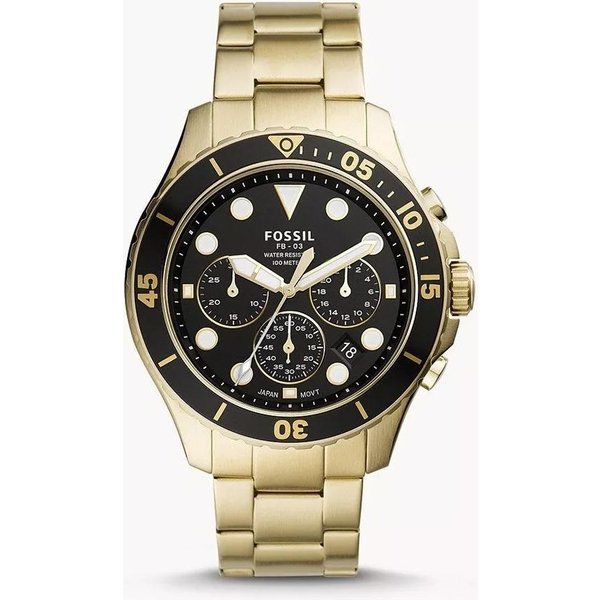 Reloj De Cuarzo CronóGrafo Para Hombre: Esfera Negra Correa De Acero Inoxidable Plateada Tres Subesferas Con Indicador De Fecha FS5727 Oro-image