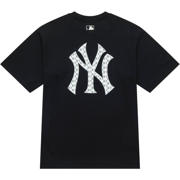 Camiseta De Manga Corta Con Cuello Redondo Y Estampado De Logo Grande Monograma Vintage De Los New York Yankees De La MLB Unisex Negro 3ATSM0343-50BKS S White-image