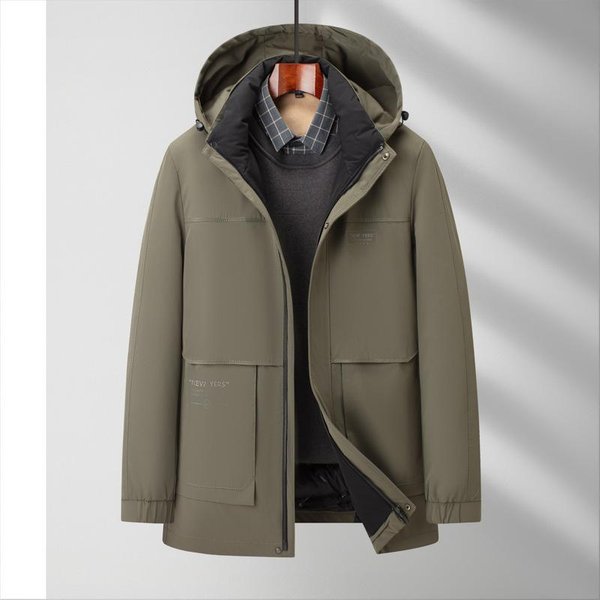 Chaqueta De PlumóN Con Capucha Nueva De Invierno Para Hombre Mediana Y Larga Chaqueta De PlumóN CáLida Para Hombre 4XL Gray-image