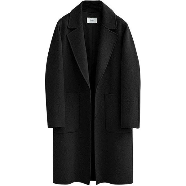 Abrigo De Lana Nuevo De OtoñO E Invierno Para Mujer Europeo Y Americano Abrigo De Lana Largo Y Holgado Para Mujer XL Black-image