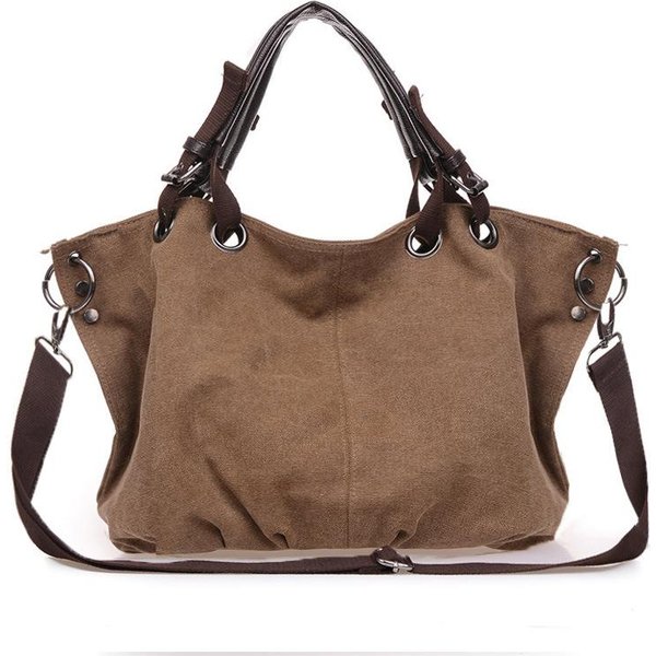 Bolso Elegante Para Mujer, Bolso De Lona Simple Y Casual, Bolso De Mano De Gran Capacidad, Bolso De Hombro, Bolso Cruzado 42*15*32Cm Brown-image