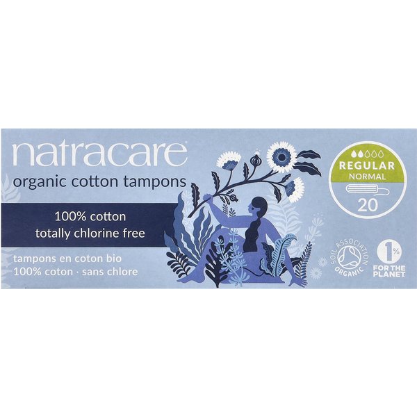Natracare, Tampones De AlgodóN OrgáNico, Regulares, 20 Paquetes Gray-image