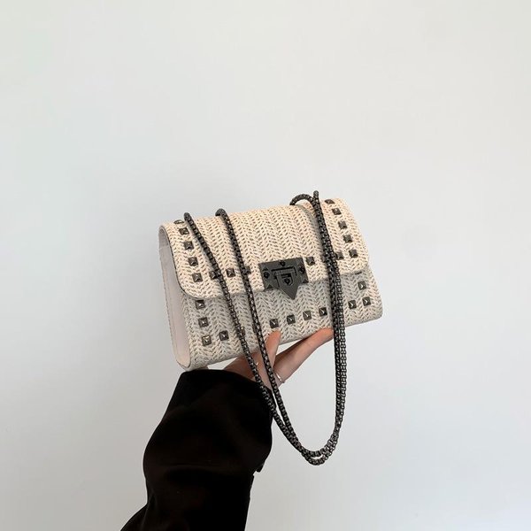 Bolso De Cadena De Moda Para Mujer Primavera Nueva Moda Bolso De Hombro Simple Bolso Bandolera Casual Y A La Moda Bolso Cuadrado PequeñO Gray-image