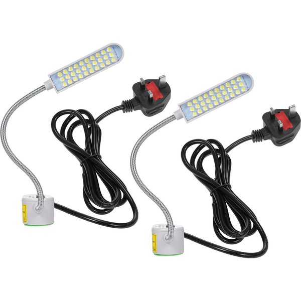 2 Szt. 30 Diod LED Lampa Do Maszyny Do Szycia Magnetyczna Podstawa LED Elastyczna GięTka Rura Do UK Plug Multikolor-image