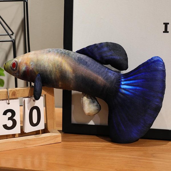 Juguete De Peluche De Pez De SimulacióN Marina - MuñEco Guppy Para Jugar Con Gatos 40Cm Gray-image