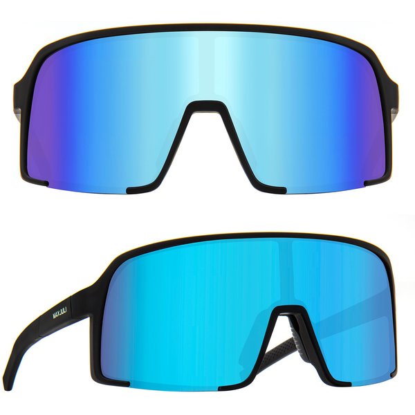 Maxjuli Wiatroszczelne Okulary PrzeciwsłOneczne UV400 Dla MężCzyzn Kobiet Sporty Na ŚWieżYm Powietrzu Kolarstwo Bieganie Okulary PrzeciwsłOneczne 8133 Polarized Blue-image