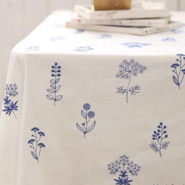 Mantel De AlgodóN Bordado, DecoracióN De Mesa De Café Con Bordado Floral, Cubierta De Mesa Rectangular Para Cocina, Boda, Comedor 90X90Cm-image